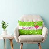 Rosa und grüne Polka Dot Flamingo Personalisiert Lendenkissen (Stuhl )