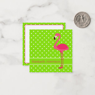 Rosa und grüne Polka Dot Flamingo Personalisiert Mitteilungskarte