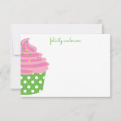 Rosa und grüne Polka Dot Personalisierte Mitteilun Dankeskarte (Vorderseite)