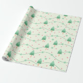Rosa und grüne Polka Dot Weihnachtsbaum Geschenkpapier (Ungerollt)