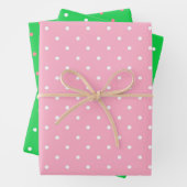 Rosa und grüne Polka Dots Trio Geschenkpapier Set (Beispiel)