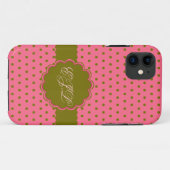 Rosa und grüne Polka-Punkte Case-Mate iPhone Hülle (Rückseite (Horizontal))