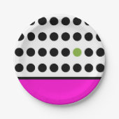 Rosa und grüne Polka Punkte Pappteller (Vorderseite)