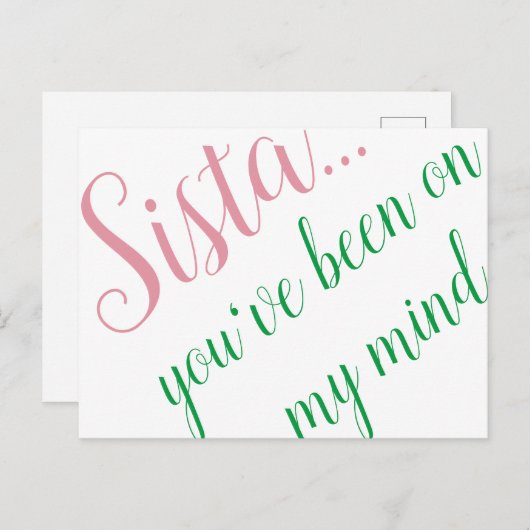 Rosa und grüne Postkarte (Vorne/Hinten)