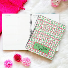Rosa und grüne Preppy-Year-Planer-Hardcover Planer