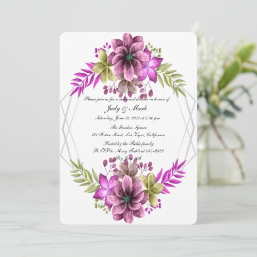 Rosa und grüne Probe Einladung (Stehend Vorderseite)