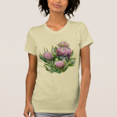 Rosa und grüne Protea Blume T-Shirt (Vorderseite)