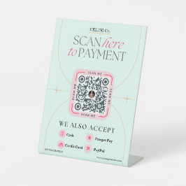 Rosa und grüne QR-Kodex - Weibliche Zahlung Sockelschild