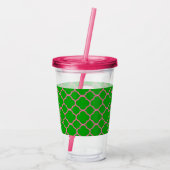 Rosa und grüne Quatrefolie und Monogramm Acryltrinkbecher (Rückseite)