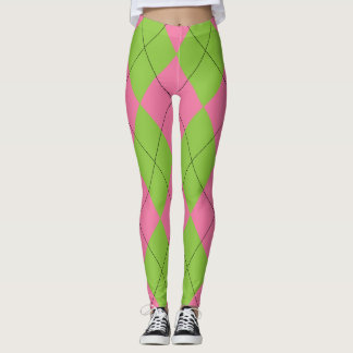 Rosa und grüne Raute Leggings