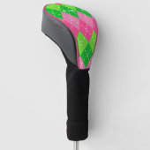 Rosa und grüne Raute mit weißem Stich Golf Headcover (angewinkelt)