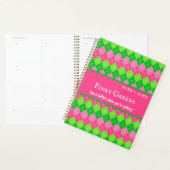 Rosa und grüne Raute Preppy Style Personalisiert Planer (Anzeige)