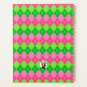 Rosa und grüne Raute Preppy Style Personalisiert Planer (Rückseite)
