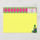 Rosa und grüne Raute und Blume Postkarte (Rückseite)