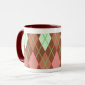 Rosa und grüne Raute und Tartan Kariert Tasse (Vorderseite Links)