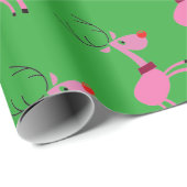 Rosa und grüne Renverpackung Geschenkpapier (Rolleneckpunkt)