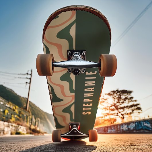 Rosa und grüne Retro Moderne Abstrakte Marmorplatt Skateboard