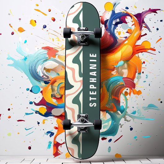 Rosa und grüne Retro Moderne Abstrakte Marmorplatt Skateboard