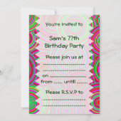 Rosa und grüne Retro-Runden Geburtstag Einladung (Rückseite)