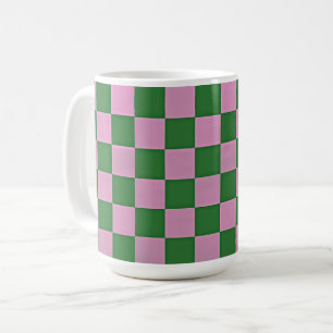 Rosa und grüne Retro-Schachbrett-Stil-Tasse Kaffeetasse