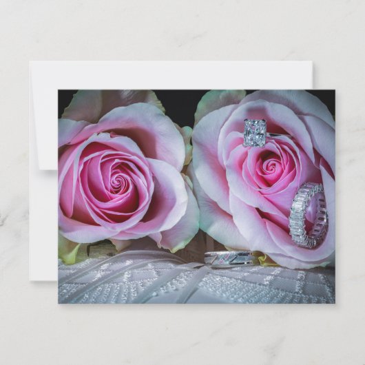 Rosa und grüne Rose Einladung (Vorderseite)