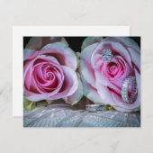 Rosa und grüne Rose Einladung (Vorne/Hinten)