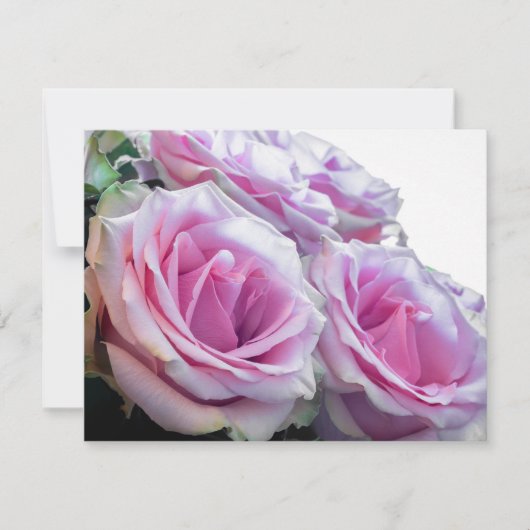 Rosa und grüne Rose Einladung (Vorderseite)