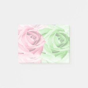 Rosa und grüne Rose Elegante Sticky Notes Post-it Klebezettel