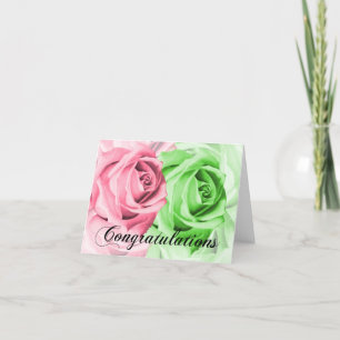 Rosa und grüne Rose Glückwunschkarte Karte