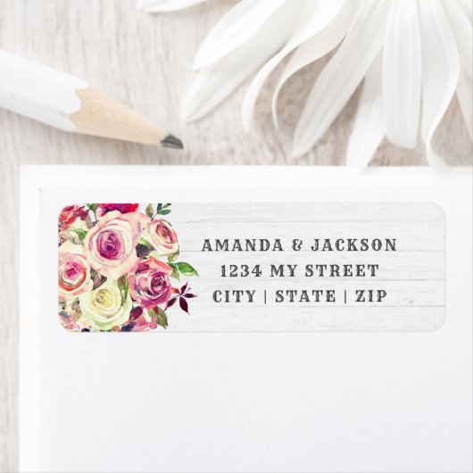 Rosa und grüne Rose Hochzeitsfeier Rücksendeadress (Insitu)