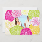 Rosa und grüne Rose Ihr Foto Typografie Einladung (Rückseite)