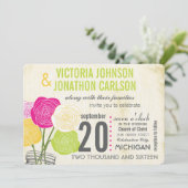 Rosa und grüne Rose Ihr Foto Typografie Einladung (Stehend Vorderseite)