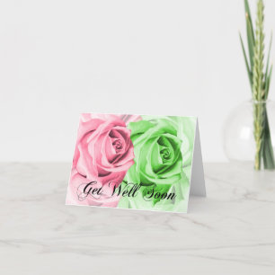 Rosa und grüne Rose kommen bald gut an Karte