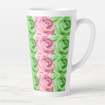 Rosa und grüne Rose Latte Tasse