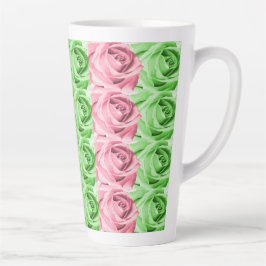 Rosa und grüne Rose Latte Tasse