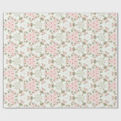 Rosa und grüne Rose Petals Niedliches Allround-Mus Geschenkpapier (Flach)