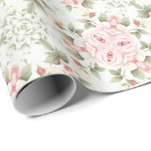 Rosa und grüne Rose Petals Niedliches Allround-Mus Geschenkpapier (Rolleneckpunkt)