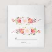 Rosa und grüne Rose Platzkarte (Außenseite Aufgefaltet)