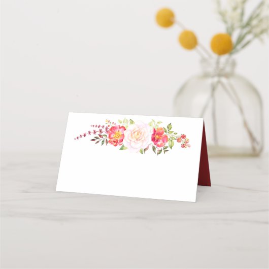 Rosa und grüne Rose Platzkarte (Rückseite)