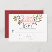 Rosa und grüne Rose RSVP Karte (Vorne/Hinten)