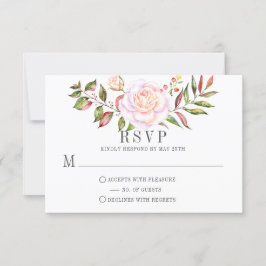 Rosa und grüne Rose RSVP Karte