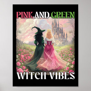 Rosa und grüne Rotzunge Vibes Halloween Frauen Poster
