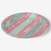 Rosa und grüne rustikale Holzzaun Grunge Textur Pappteller (Schrägansicht)