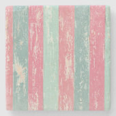 Rosa und grüne rustikale Holzzaun Grunge Textur Steinuntersetzer (Vorderseite)