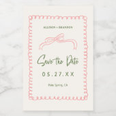Rosa und grüne Save the Date Hochzeitsmonogramm Weinetikett (Einzelnes Label)