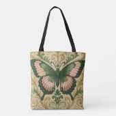 Rosa und grüne Schmetterlings-Tasche Tasche (Rückseite)