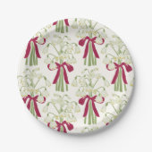 Rosa und grüne Schneeflocke und Blume Bow Bouquet Pappteller (Vorderseite)