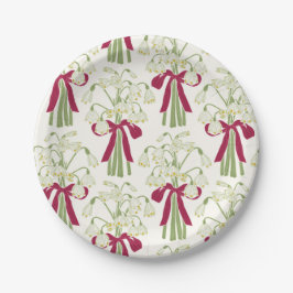 Rosa und grüne Schneeflocke und Blume Bow Bouquet Pappteller