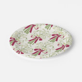 Rosa und grüne Schneeflocke und Blume Bow Bouquet Pappteller (Schrägansicht)