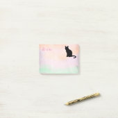 Rosa und grüne schwarze Katze benutzerdefinierten  Post-it Klebezettel (Auf Schreibtisch)